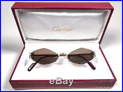 Vintage Cartier Soho Rimless Gold Brown Lenses Sunglasses Made In France
