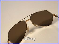 Vintage Cartier Vendome 62 Mint Aviator Brown Lens Sunglasses France 18k