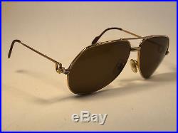 Vintage Cartier Vendome 62 Mint Aviator Brown Lens Sunglasses France 18k