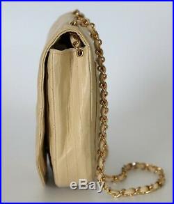 Vintage Chanel Beige Quilted Lambskin Flap Shoulder Bag Gold HW