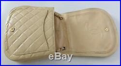 Vintage Chanel Beige Quilted Lambskin Flap Shoulder Bag Gold HW