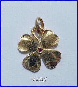 Vintage French' Lucky Clover' Charm / Love Pendant, Gold 18k, 2.40 Gr