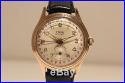 Vintage Rare Nice Collectible Pointer Date Gold Plated France Men's Watch Trib
